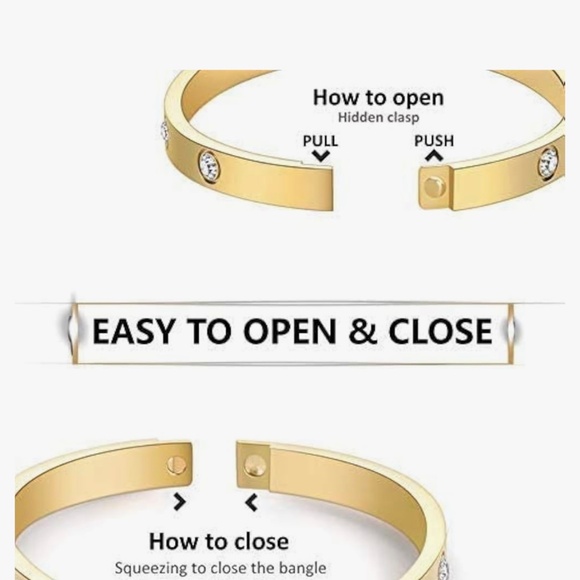 Womens Hinged Crystal Bangle Bracelet With Cubic Zirconia - Picture 2 of 10